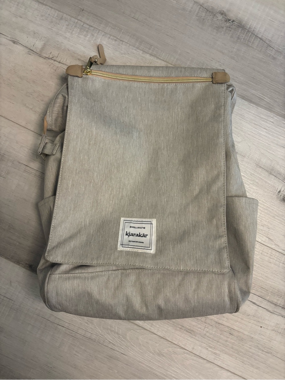 Kjarakär Canvas Backpack Gray Laptop Travel School Minimalist Bag
